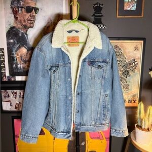 Levi's Light Blue Denim Sherpa Jacket